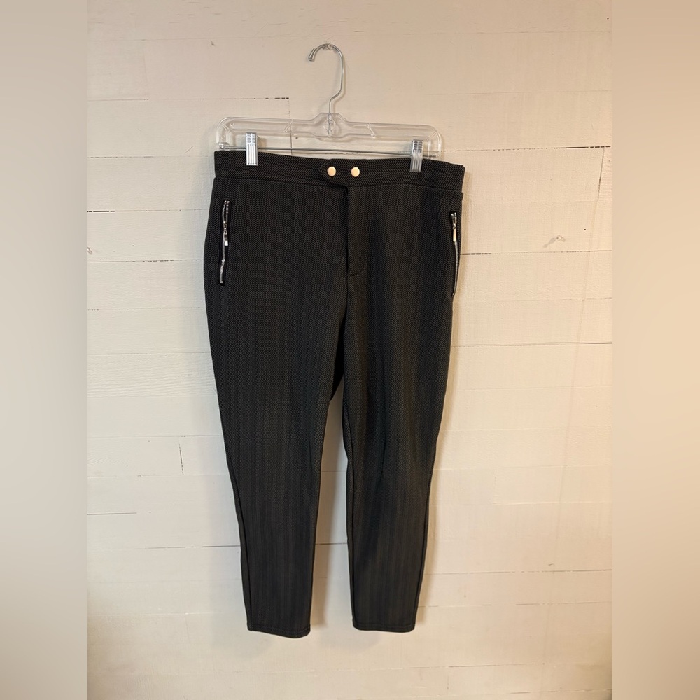 Polished & Poised Petite XL Herringbone Stretch Pants Zip Pocket